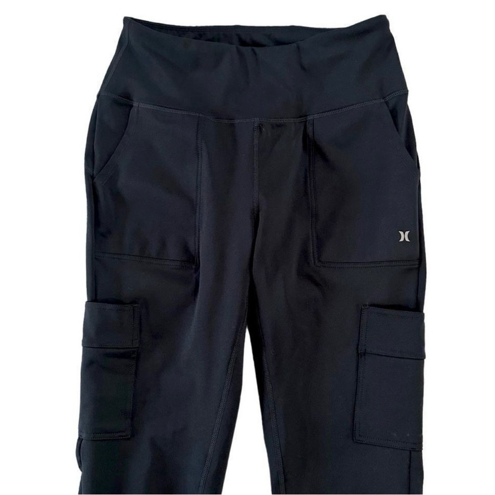 Hurley Black Stretch Moisture Wicking Cargo Leggings Size Medium